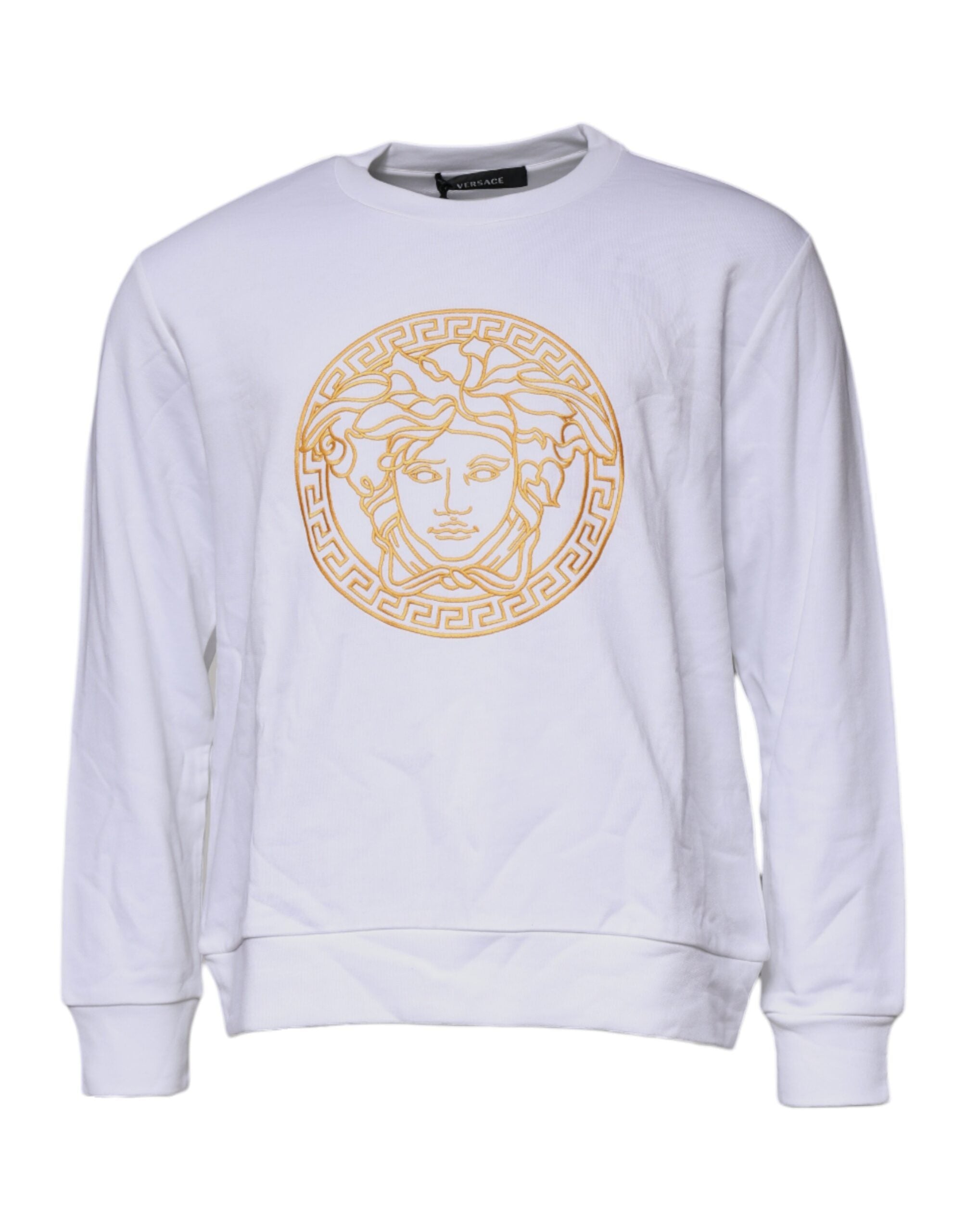 Versace White Medusa Embroidery Crew Neck Pullover Sweater -   -  Versace.