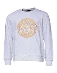 Versace White Medusa Embroidery Crew Neck Pullover Sweater -   -  Versace.
