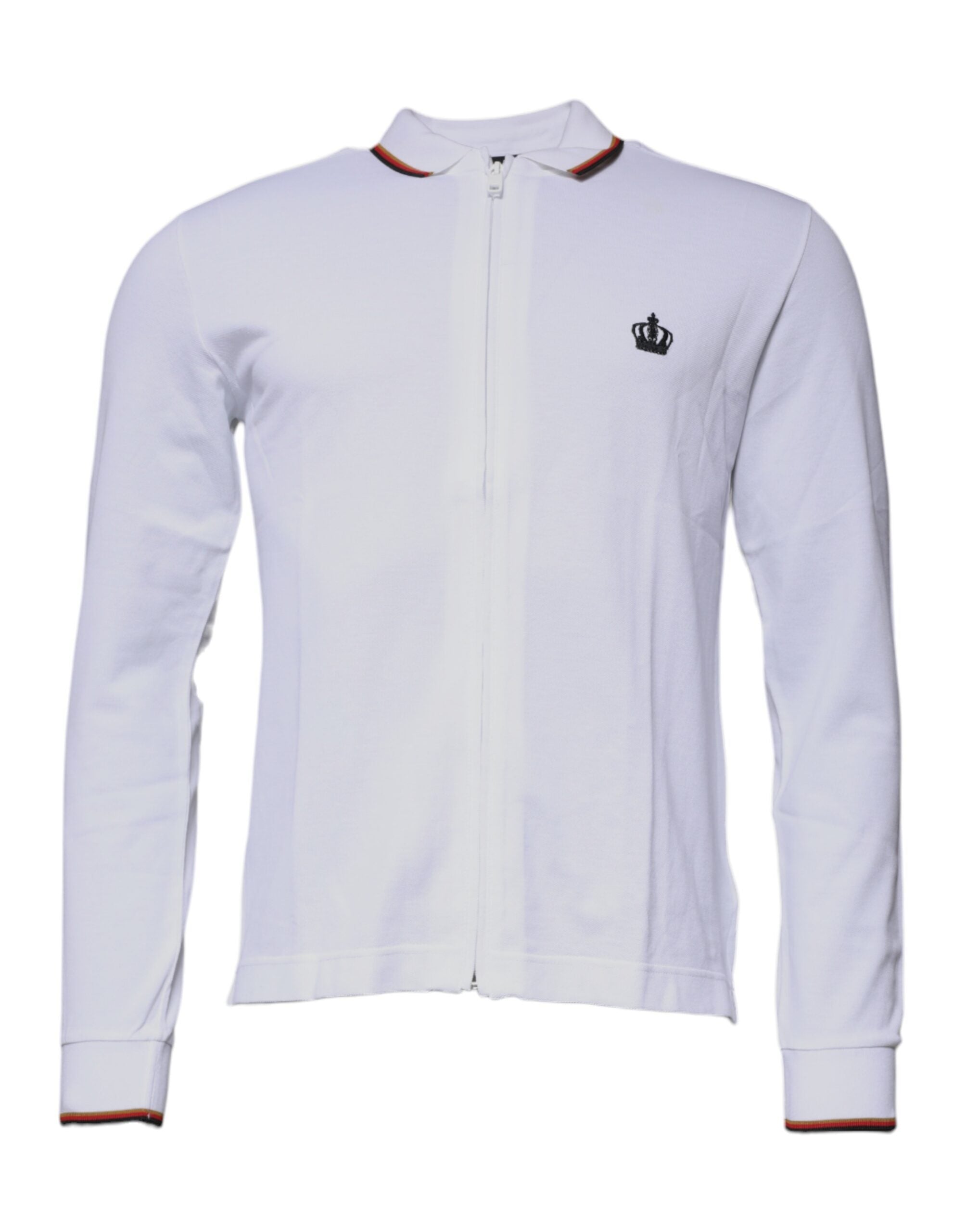 Dolce & Gabbana White Crown Men Full Zip Sweatshirt Sweater - - Dolce & Gabbana.
