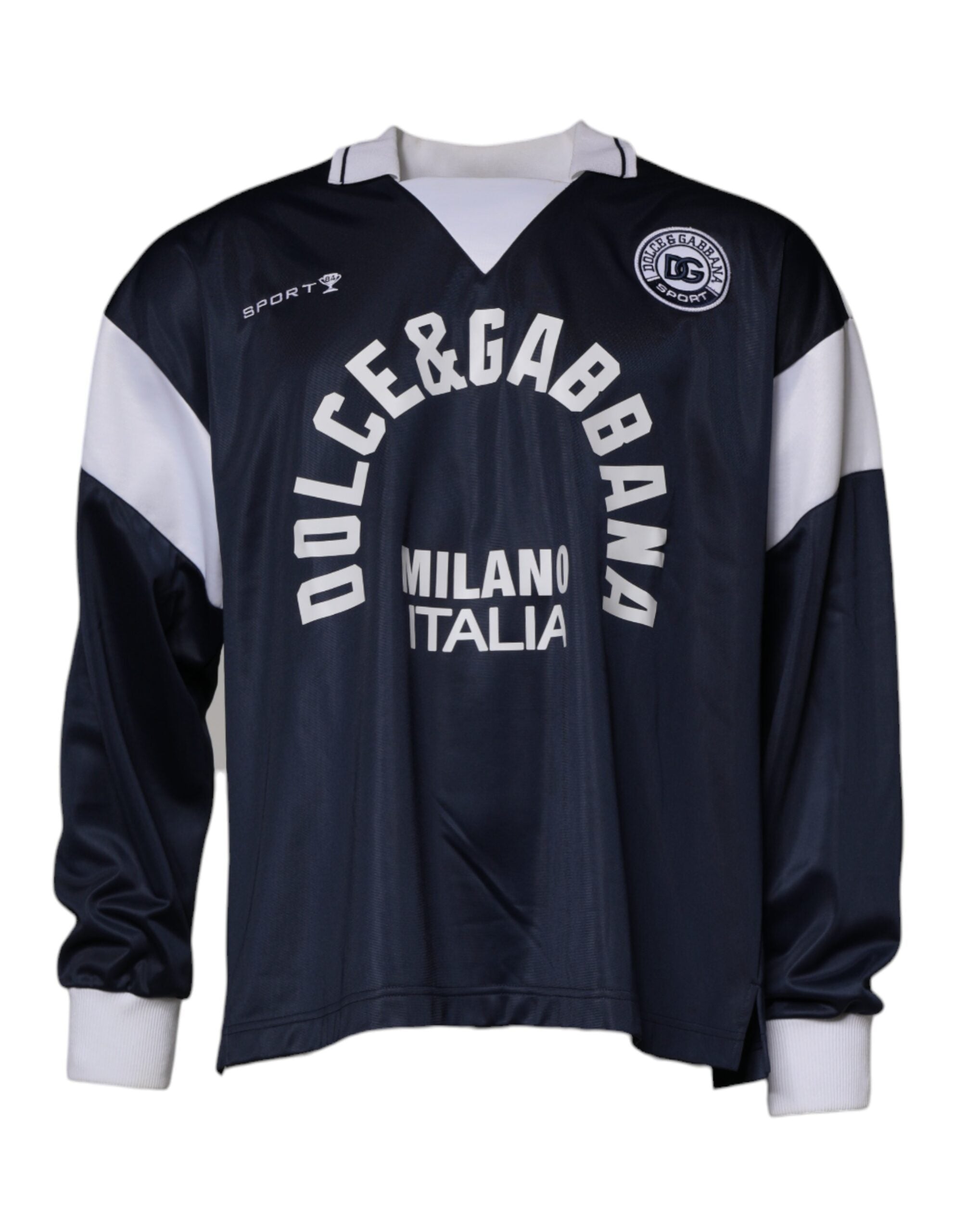 Dolce & Gabbana Blue Logo Jersey Collared Pullover Sweater -   -  Dolce & Gabbana.
