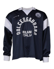 Dolce & Gabbana Blue Logo Jersey Collared Pullover Sweater -   -  Dolce & Gabbana.