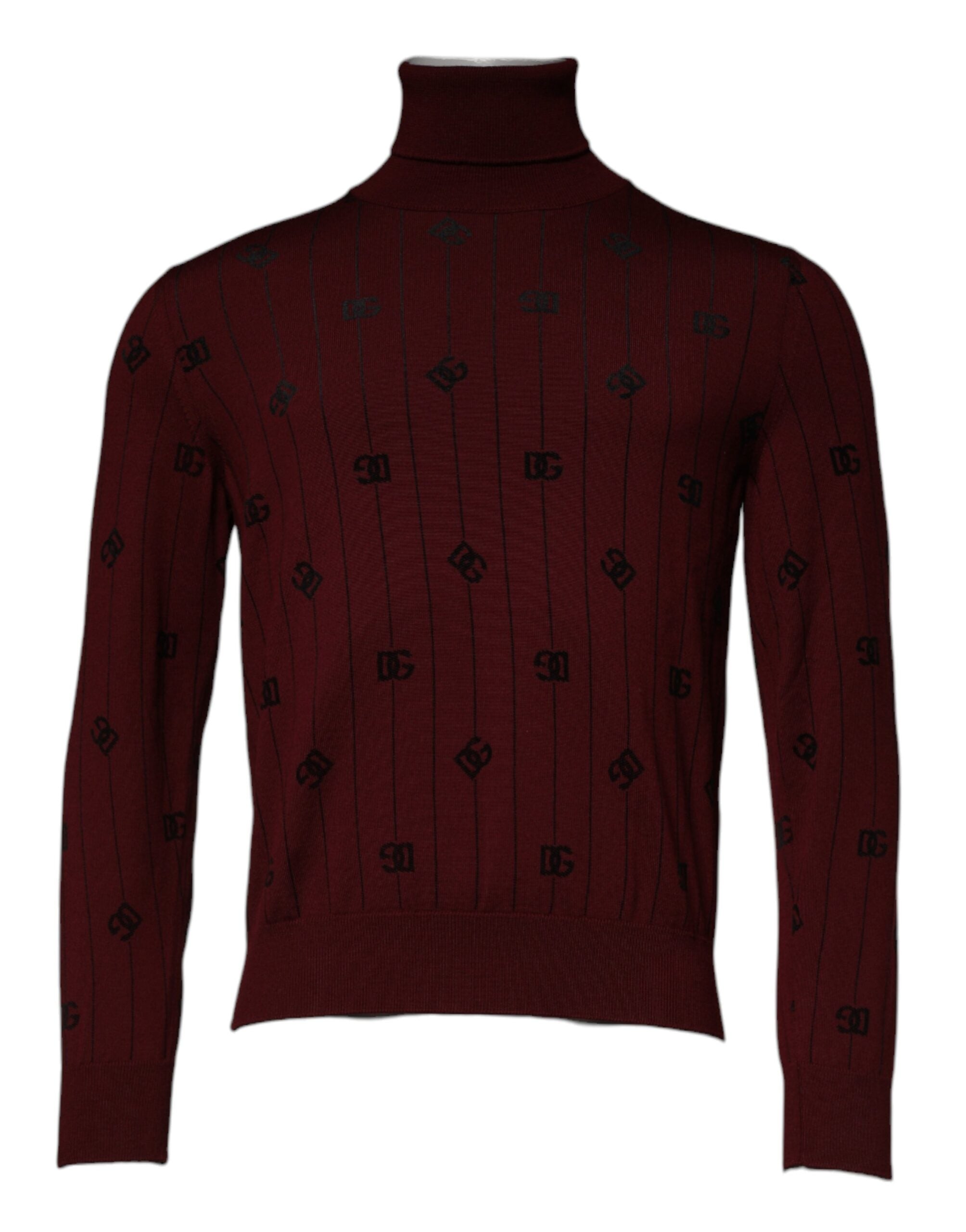 Dolce & Gabbana Maroon Monogram Turtleneck Pullover Sweater -   -  Dolce & Gabbana.