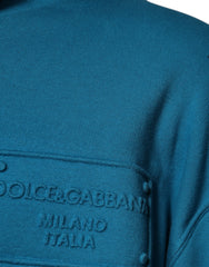 Dolce & Gabbana Blue Logo Cotton Hooded Sweatshirt Sweater -   -  Dolce & Gabbana.