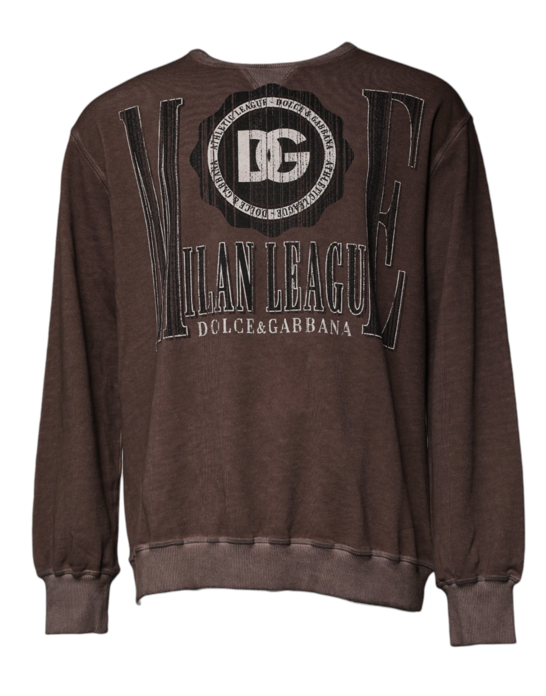 Dolce & Gabbana Brown Logo Print Crew Neck Pullover Sweater -   -  Dolce & Gabbana.