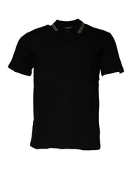 Versace Black Viscose Collared Polo Short Sleeves T-shirt -   -  Versace.
