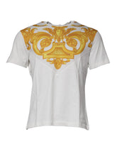 Versace White Medusa Print Cotton Crew Neck T-shirt -   -  Versace.