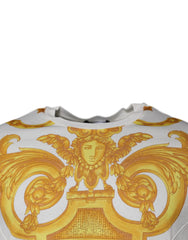 Versace White Medusa Print Cotton Crew Neck T-shirt -   -  Versace.