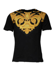 Versace Black Medusa Print Cotton Crew Neck T-shirt -   -  Versace.