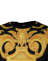 Versace Black Medusa Print Cotton Crew Neck T-shirt -   -  Versace.