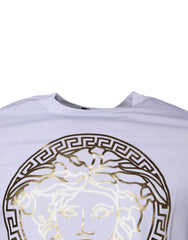 Versace White Medusa Print Cotton Crew Neck T-shirt -   -  Versace.