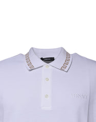 Versace White Viscose Collared Men Polo Short Sleeves T-shirt -   -  Versace.