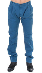 GF Ferre Blue Cotton Straight Fit Chinos -   -  GF Ferre.