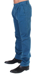 GF Ferre Blue Cotton Straight Fit Chinos -   -  GF Ferre.