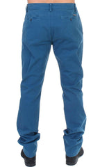 GF Ferre Blue Cotton Straight Fit Chinos -   -  GF Ferre.