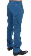 GF Ferre Blue Cotton Straight Fit Chinos -   -  GF Ferre.