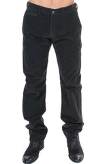 GF Ferre Black Corduroy Cotton Straight Fit Pants -   -  GF Ferre.