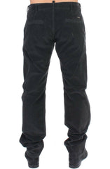 GF Ferre Black Corduroy Cotton Straight Fit Pants -   -  GF Ferre.