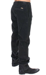 GF Ferre Black Corduroy Cotton Straight Fit Pants -   -  GF Ferre.