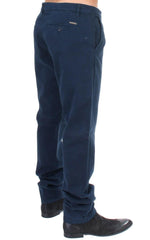 GF Ferre Blue Stretch Straight Fit Pants Chinos -   -  GF Ferre.