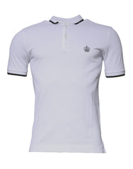 Dolce & Gabbana White Cotton Crown Collared Polo T-shirt -   -  Dolce & Gabbana.