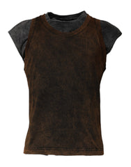 Dolce & Gabbana Brown Cotton Round Neck Sleeveless T-shirt -   -  Dolce & Gabbana.