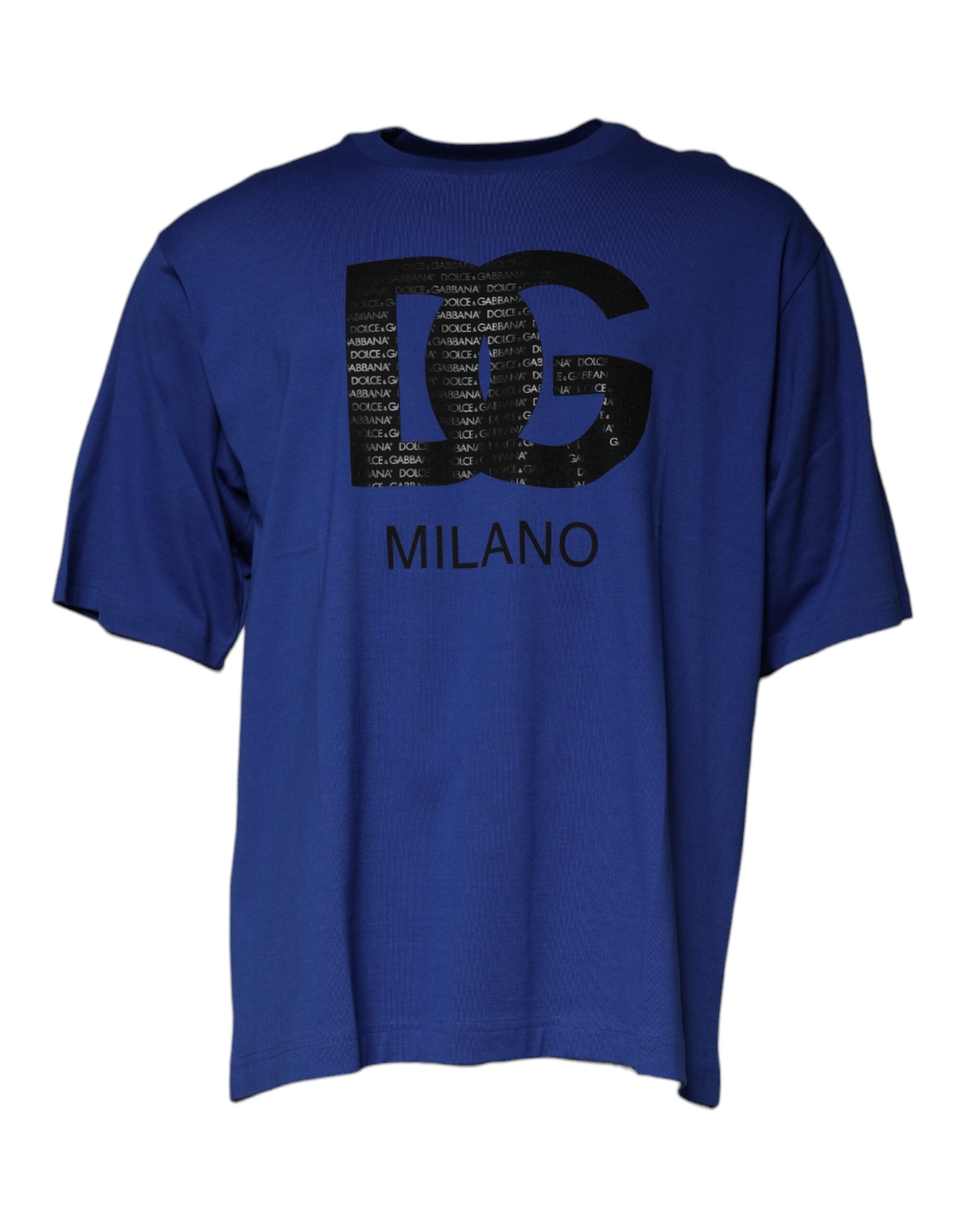 Dolce & Gabbana Blue Logo Print Cotton Men Crew Neck T-shirt -   -  Dolce & Gabbana.