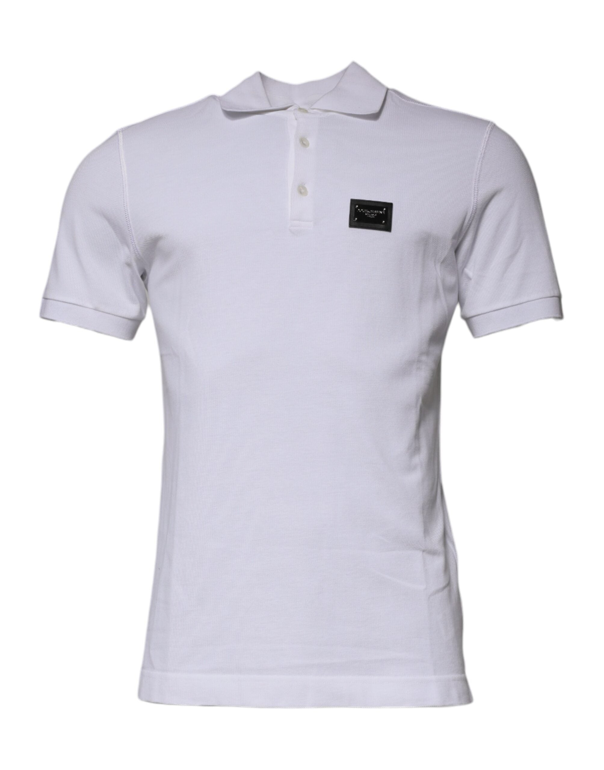 Dolce & Gabbana White Cotton Logo Plaque Collared Polo T-shirt -   -  Dolce & Gabbana.