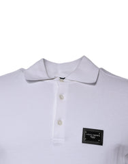 Dolce & Gabbana White Cotton Logo Plaque Collared Polo T-shirt -   -  Dolce & Gabbana.