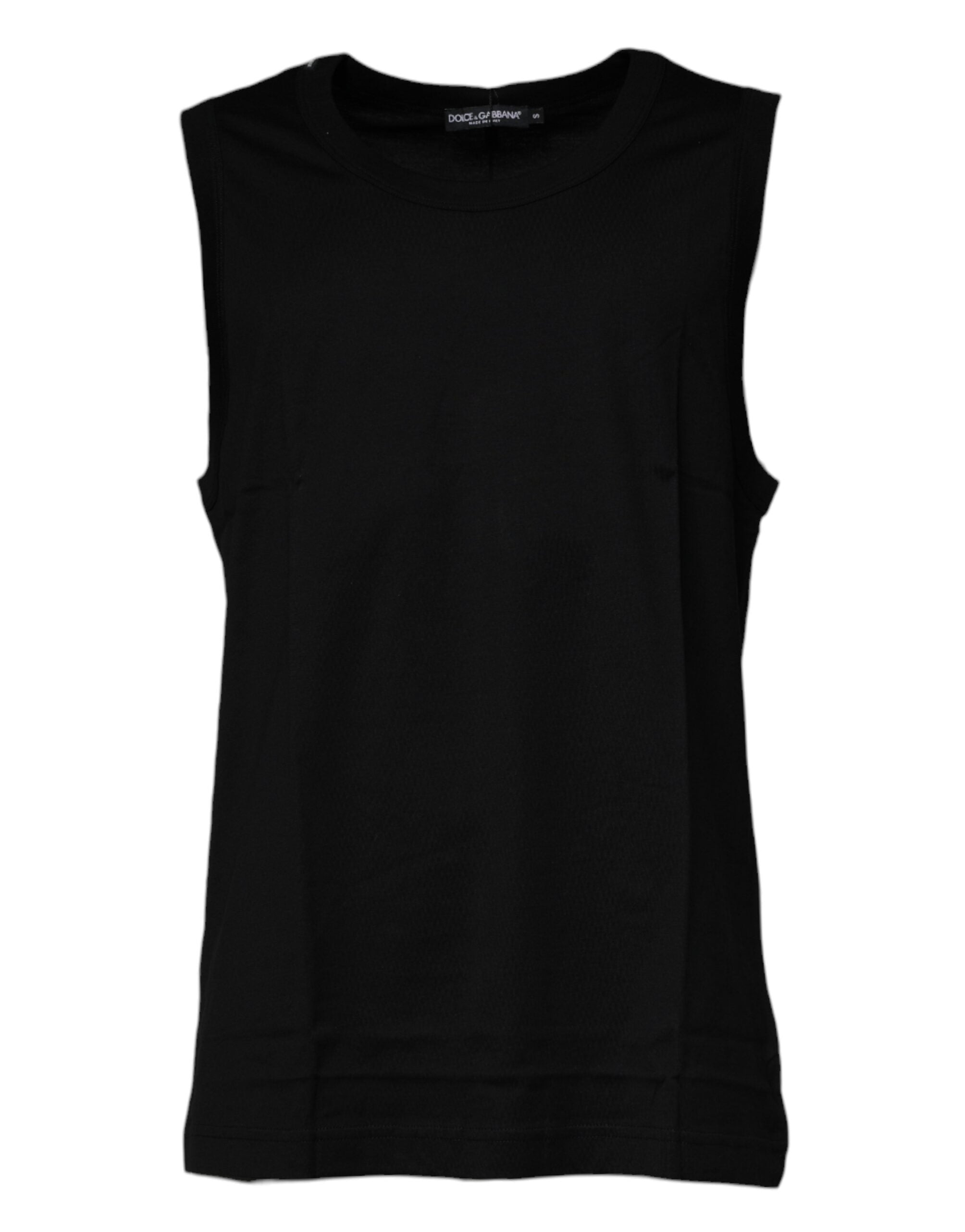 Dolce & Gabbana Black Cotton Round Neck Sleeveless T-shirt -   -  Dolce & Gabbana.
