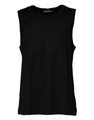 Dolce & Gabbana Black Cotton Round Neck Sleeveless T-shirt -   -  Dolce & Gabbana.