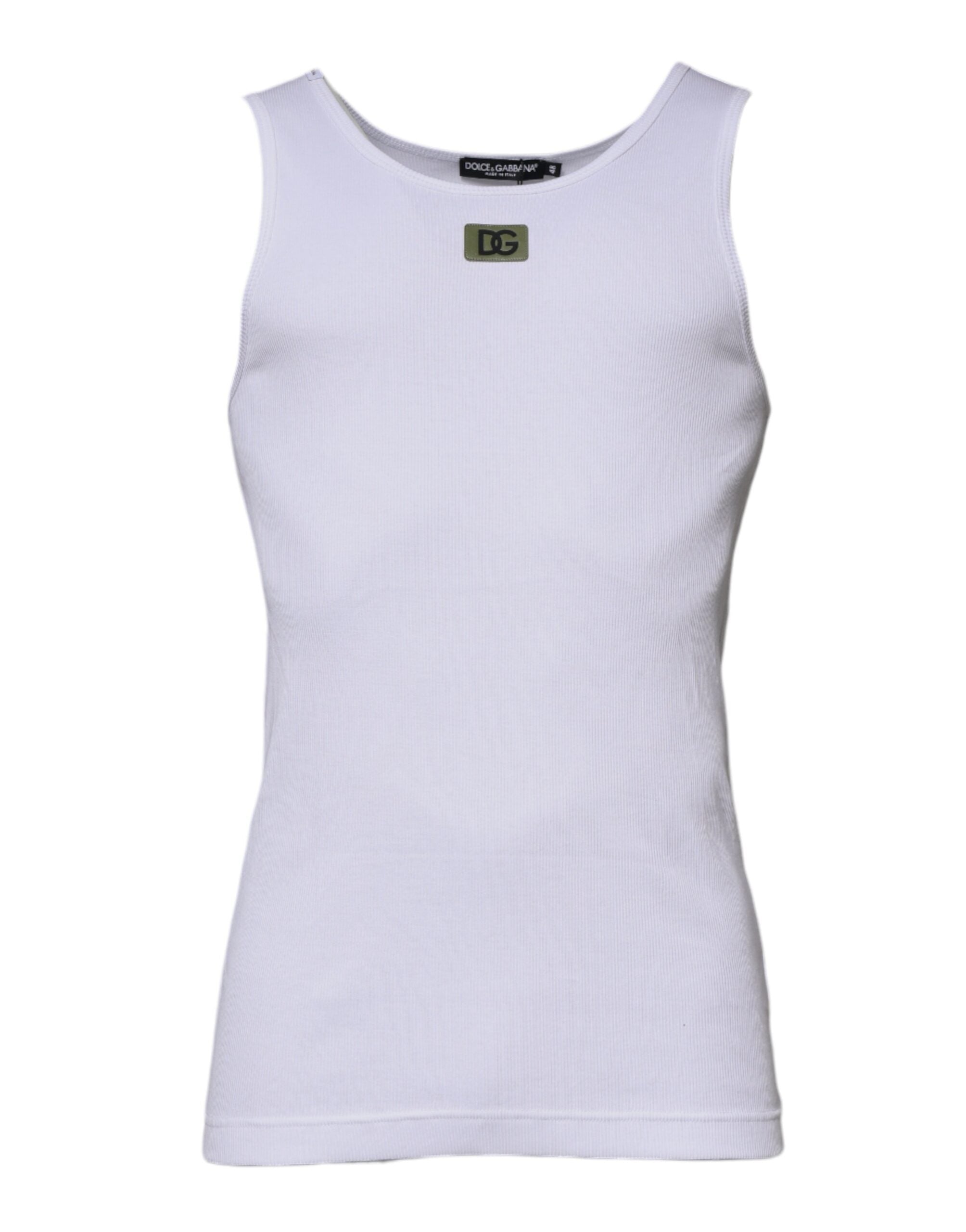 Dolce & Gabbana White Cotton Round Neck Sleeveless T-shirt -   -  Dolce & Gabbana.