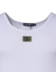 Dolce & Gabbana White Cotton Round Neck Sleeveless T-shirt -   -  Dolce & Gabbana.