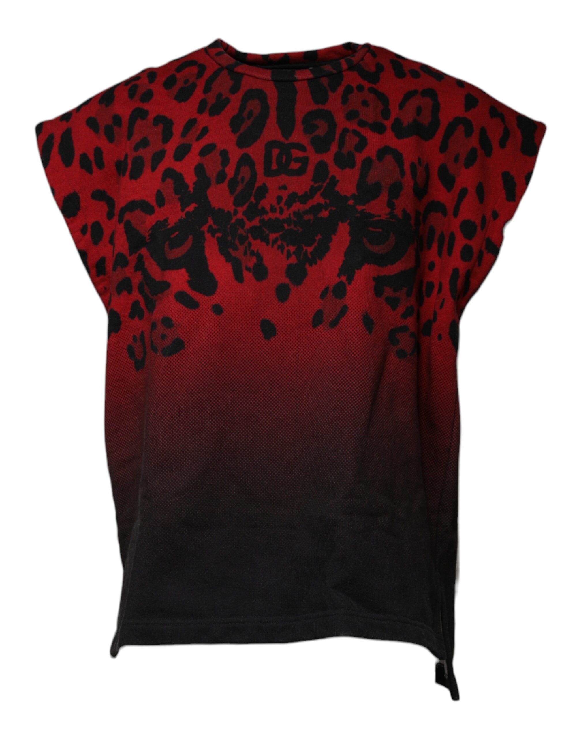 Dolce & Gabbana Red Leopard Print Cotton Sleeveless T-shirt -   -  Dolce & Gabbana.