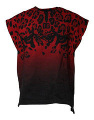 Dolce & Gabbana Red Leopard Print Cotton Sleeveless T-shirt -   -  Dolce & Gabbana.