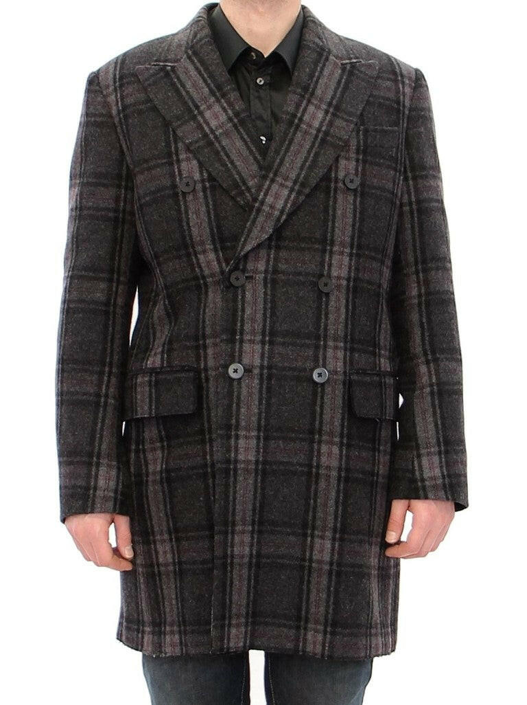 Dolce & Gabbana Gray Double Breasted Coat Jacket -   -  Dolce & Gabbana.