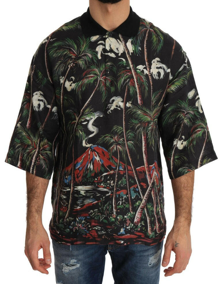 Dolce & Gabbana Black Volcano Sicily Short Sleeve T-Shirt -   -  Dolce & Gabbana.