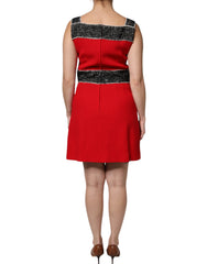 Dolce & Gabbana Red Wool Sleeveless A-line Flared Mini Dress -   -  Dolce & Gabbana.