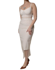 Dolce & Gabbana White Sheer Tulle Bustier Bodycon Midi Dress -   -  Dolce & Gabbana.