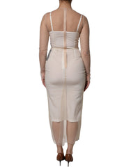 Dolce & Gabbana White Sheer Tulle Bustier Bodycon Midi Dress -   -  Dolce & Gabbana.
