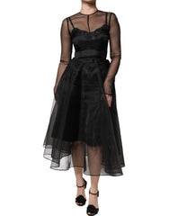 Dolce & Gabbana Black Tulle A-line Midi Cocktail Gown Dress -   -  Dolce & Gabbana.