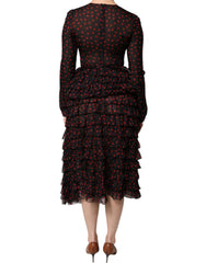 Dolce & Gabbana Black Red Polka Dot Silk Layered Midi Dress -   -  Dolce & Gabbana.