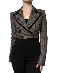 Dolce & Gabbana Brown Plaid Long Sleeve Cropped Coat Jacket -   -  Dolce & Gabbana.