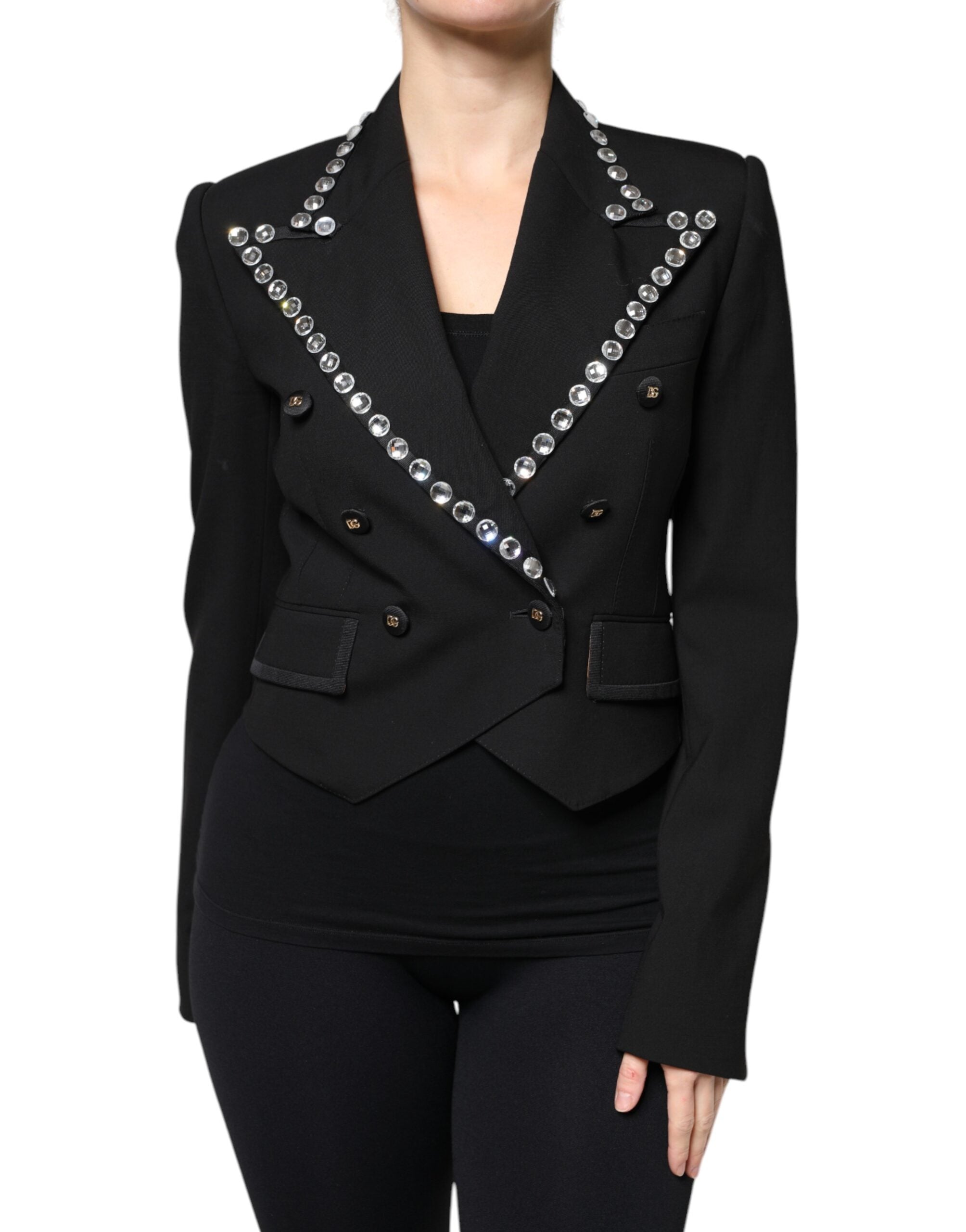 Dolce & Gabbana Black Crystal Double Breasted Blazer Jacket -   -  Dolce & Gabbana.