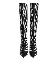 Dolce & Gabbana Black White Zebra Heels High Boots Shoes -   -  Dolce & Gabbana.