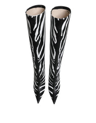 Dolce & Gabbana Black White Zebra Heels High Boots Shoes -   -  Dolce & Gabbana.