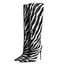 Dolce & Gabbana Black White Zebra Heels High Boots Shoes -   -  Dolce & Gabbana.