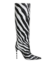 Dolce & Gabbana Black White Zebra Heels High Boots Shoes -   -  Dolce & Gabbana.