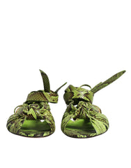 Dolce & Gabbana Green Animal Print Ankle Wrap Sandals Shoes -   -  Dolce & Gabbana.