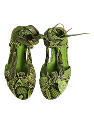 Dolce & Gabbana Green Animal Print Ankle Wrap Sandals Shoes -   -  Dolce & Gabbana.