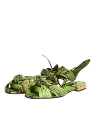 Dolce & Gabbana Green Animal Print Ankle Wrap Sandals Shoes -   -  Dolce & Gabbana.